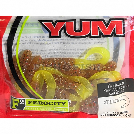 Твистер Walleye Grub YWG4109 4,0 Butterscotch Chartreuse YUM 15 шт.