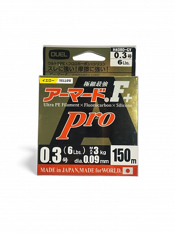 Плетеный шнур DUEL ARMORED F+PRO TROUT 150m 0.3PE (0.09 mm) 6Lbs FLUO