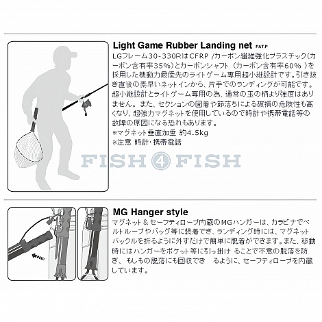 Подсачек DaiichiSeiko Light Game Rubber Landing Net 30-330R 3,30м