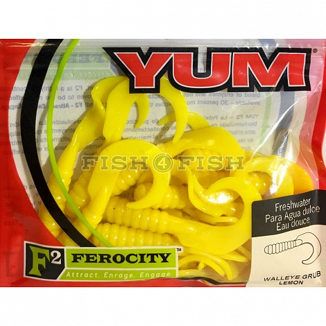 Твистер Walleye Grub YWG439 4,0 Lemon YUM 15 шт.