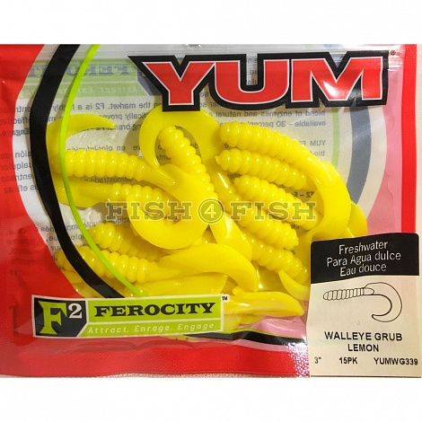 Твистер Walleye Grub YWG339 3,0 Lemon  YUM 15 шт.