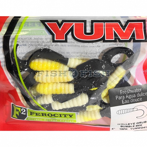 Твистер Walleye Grub YWG4106 4,0 Bumble Bee YUM 15 шт.