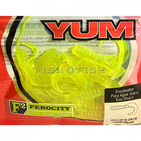 Твистер Walleye Grub YWG450 4,0 Ghartreuse YUM 15 шт.